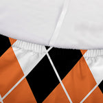 Orange White And Black Argyle Print Sofa Cover