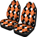 Orange White And Black Argyle Print Universal Fit Car Seat Covers