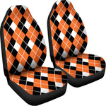 Orange White And Black Argyle Print Universal Fit Car Seat Covers