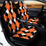 Orange White And Black Argyle Print Universal Fit Car Seat Covers
