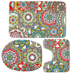 Oriental Mandala Bohemian Pattern Print 3 Piece Bath Mat Set
