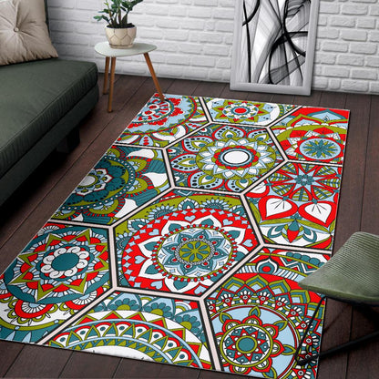 Oriental Mandala Bohemian Pattern Print Area Rug GearFrost