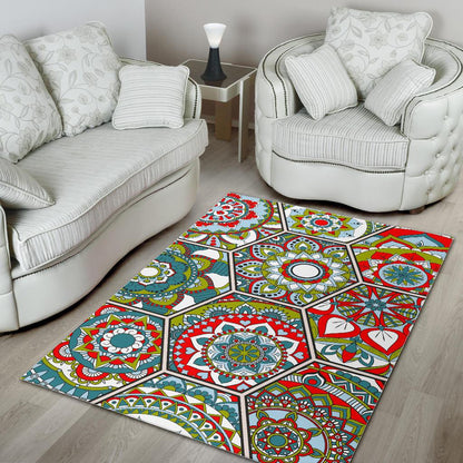 Oriental Mandala Bohemian Pattern Print Area Rug GearFrost