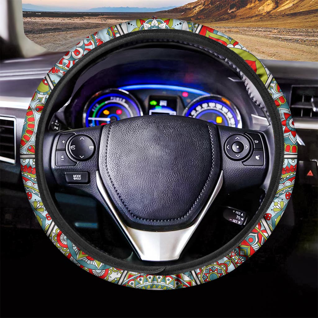 Oriental Mandala Bohemian Pattern Print Car Steering Wheel Cover