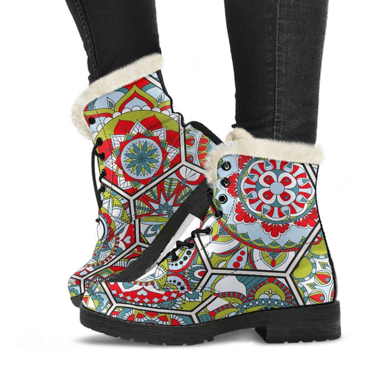 Oriental Mandala Bohemian Pattern Print Comfy Boots GearFrost