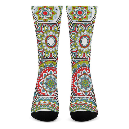 Oriental Mandala Bohemian Pattern Print Crew Socks