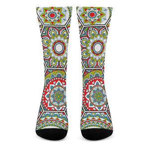 Oriental Mandala Bohemian Pattern Print Crew Socks