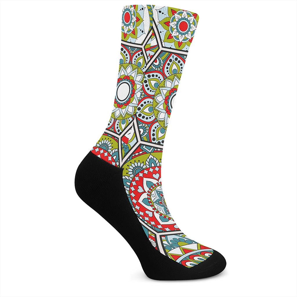 Oriental Mandala Bohemian Pattern Print Crew Socks