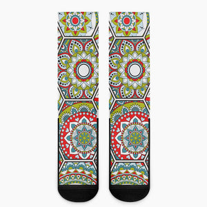 Oriental Mandala Bohemian Pattern Print Crew Socks