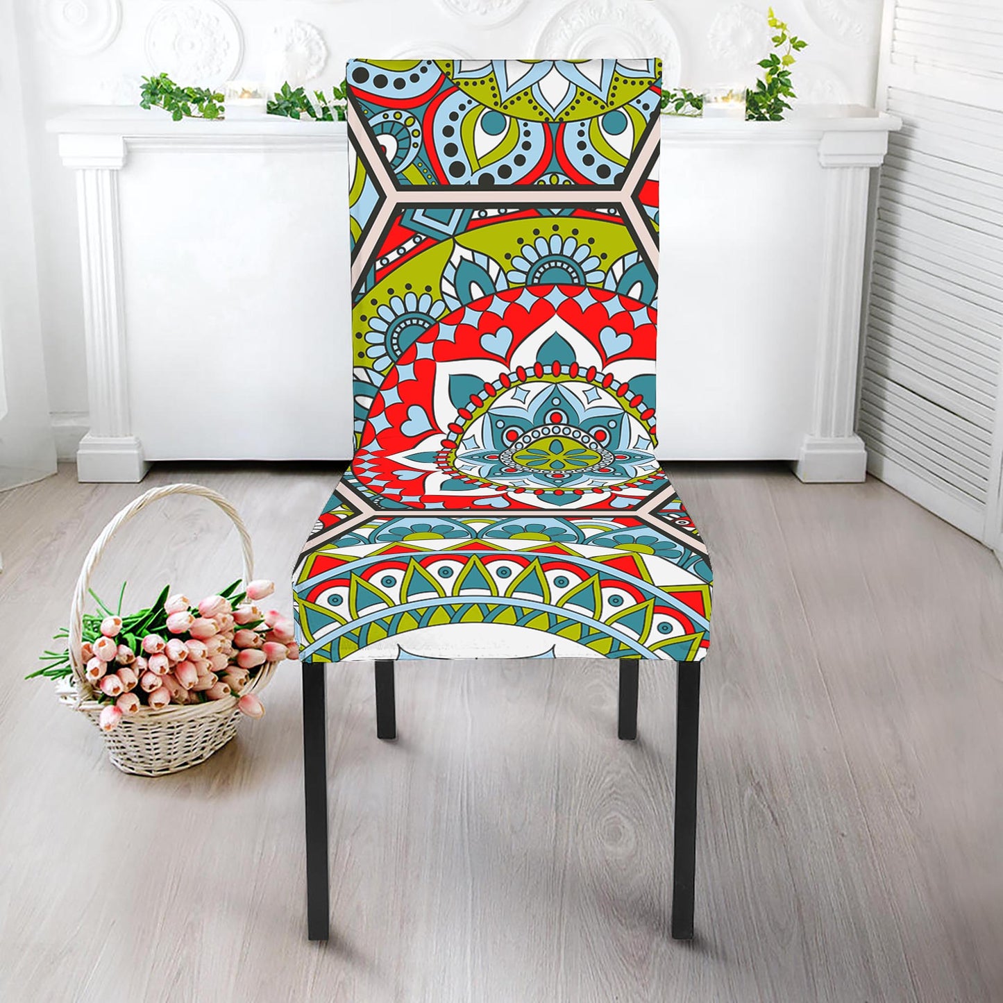 Oriental Mandala Bohemian Pattern Print Dining Chair Slipcover