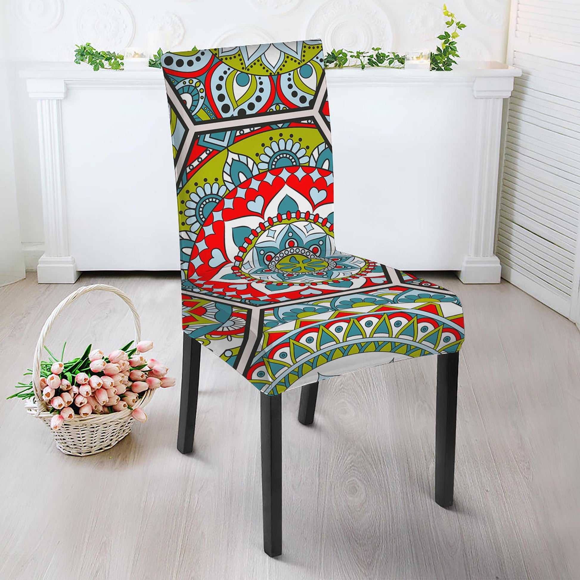 Oriental Mandala Bohemian Pattern Print Dining Chair Slipcover