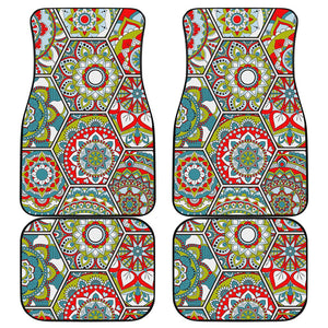 Oriental Mandala Bohemian Pattern Print Front and Back Car Floor Mats