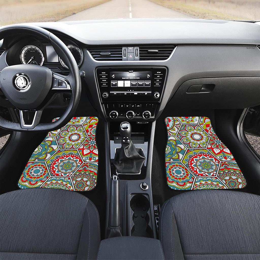 Oriental Mandala Bohemian Pattern Print Front and Back Car Floor Mats