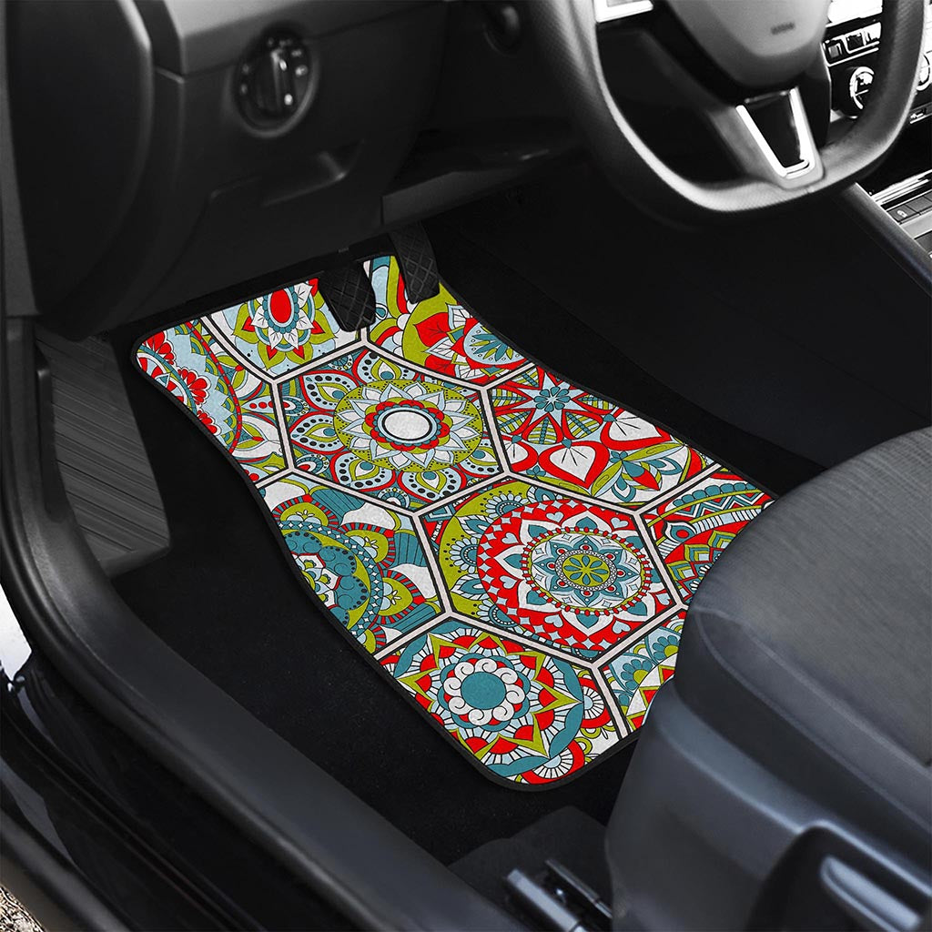 Oriental Mandala Bohemian Pattern Print Front and Back Car Floor Mats