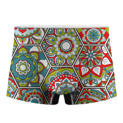 Oriental Mandala Bohemian Pattern Print Men's Boxer Briefs