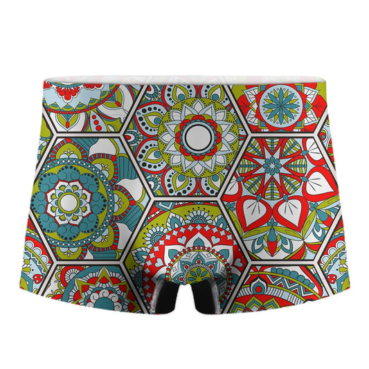 Oriental Mandala Bohemian Pattern Print Men's Boxer Briefs