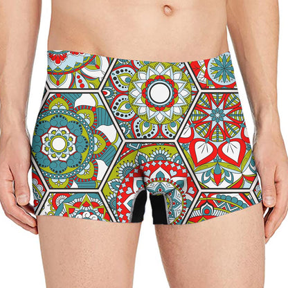 Oriental Mandala Bohemian Pattern Print Men's Boxer Briefs