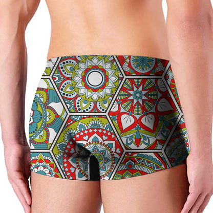 Oriental Mandala Bohemian Pattern Print Men's Boxer Briefs