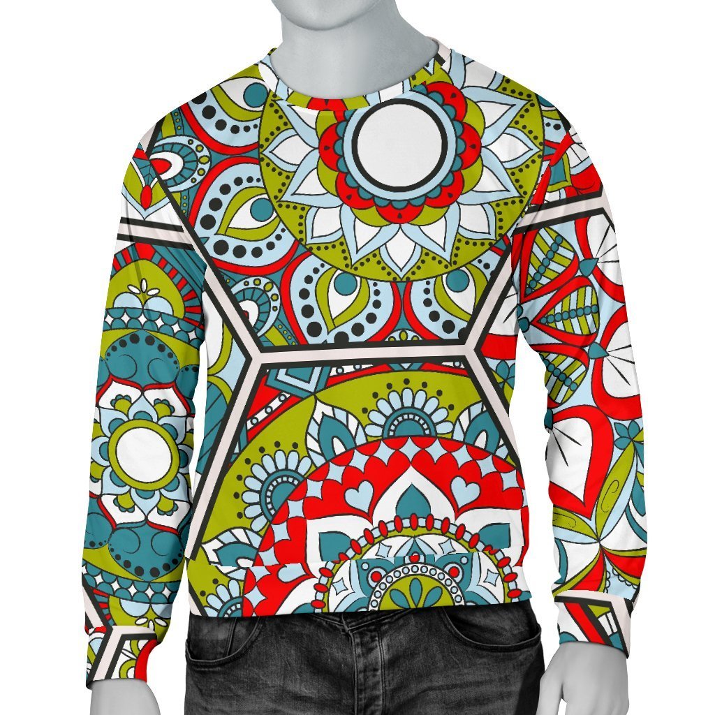 Oriental Mandala Bohemian Pattern Print Men's Crewneck Sweatshirt GearFrost