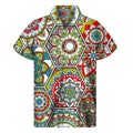Oriental Mandala Bohemian Pattern Print Men's Short Sleeve Shirt