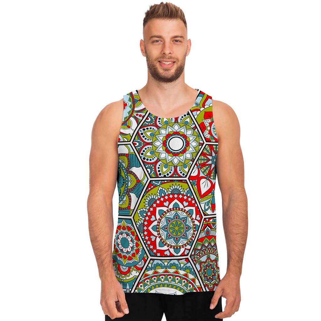 Oriental Mandala Bohemian Pattern Print Men's Tank Top