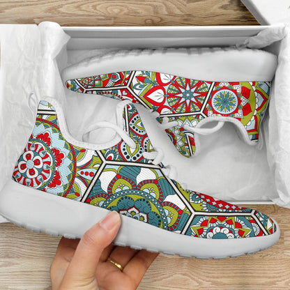 Oriental Mandala Bohemian Pattern Print Mesh Knit Shoes GearFrost