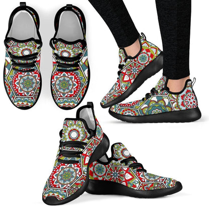 Oriental Mandala Bohemian Pattern Print Mesh Knit Shoes GearFrost