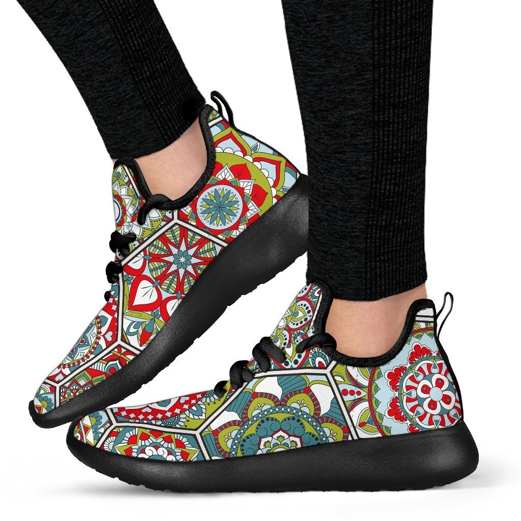 Oriental Mandala Bohemian Pattern Print Mesh Knit Shoes GearFrost
