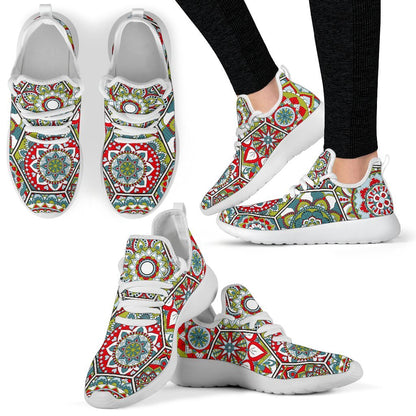 Oriental Mandala Bohemian Pattern Print Mesh Knit Shoes GearFrost