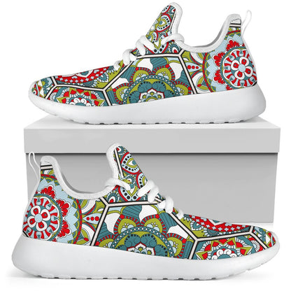 Oriental Mandala Bohemian Pattern Print Mesh Knit Shoes GearFrost