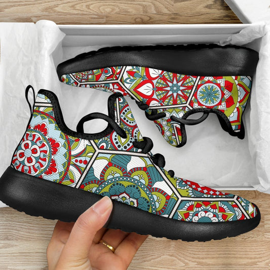 Oriental Mandala Bohemian Pattern Print Mesh Knit Shoes GearFrost