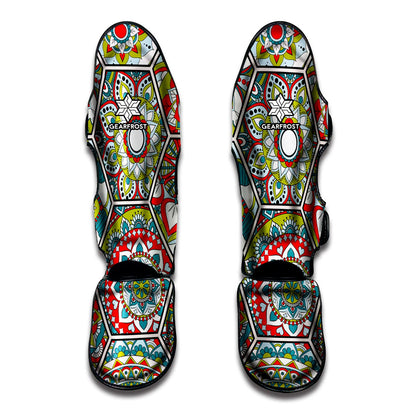 Oriental Mandala Bohemian Pattern Print Muay Thai Shin Guard
