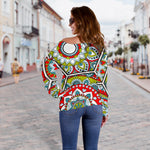 Oriental Mandala Bohemian Pattern Print Off Shoulder Sweatshirt GearFrost
