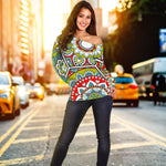 Oriental Mandala Bohemian Pattern Print Off Shoulder Sweatshirt GearFrost