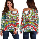 Oriental Mandala Bohemian Pattern Print Off Shoulder Sweatshirt GearFrost