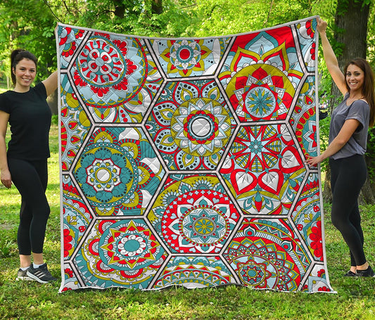 Oriental Mandala Bohemian Pattern Print Quilt