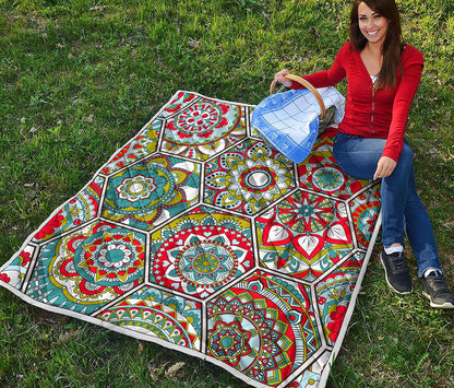 Oriental Mandala Bohemian Pattern Print Quilt