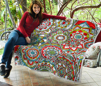 Oriental Mandala Bohemian Pattern Print Quilt