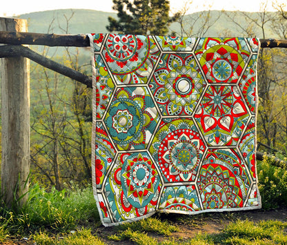 Oriental Mandala Bohemian Pattern Print Quilt