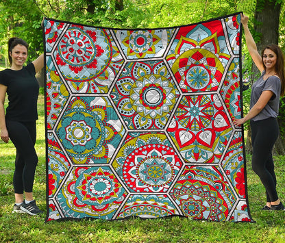 Oriental Mandala Bohemian Pattern Print Quilt