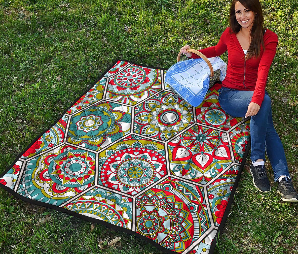 Oriental Mandala Bohemian Pattern Print Quilt
