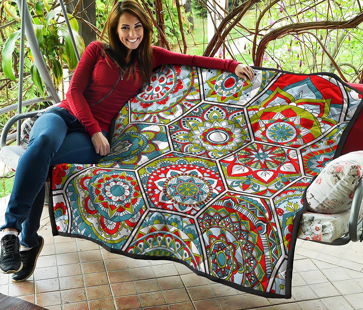 Oriental Mandala Bohemian Pattern Print Quilt