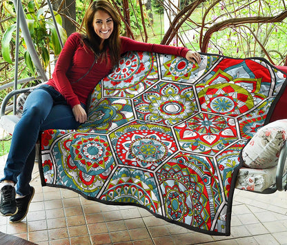 Oriental Mandala Bohemian Pattern Print Quilt