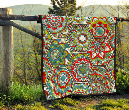 Oriental Mandala Bohemian Pattern Print Quilt
