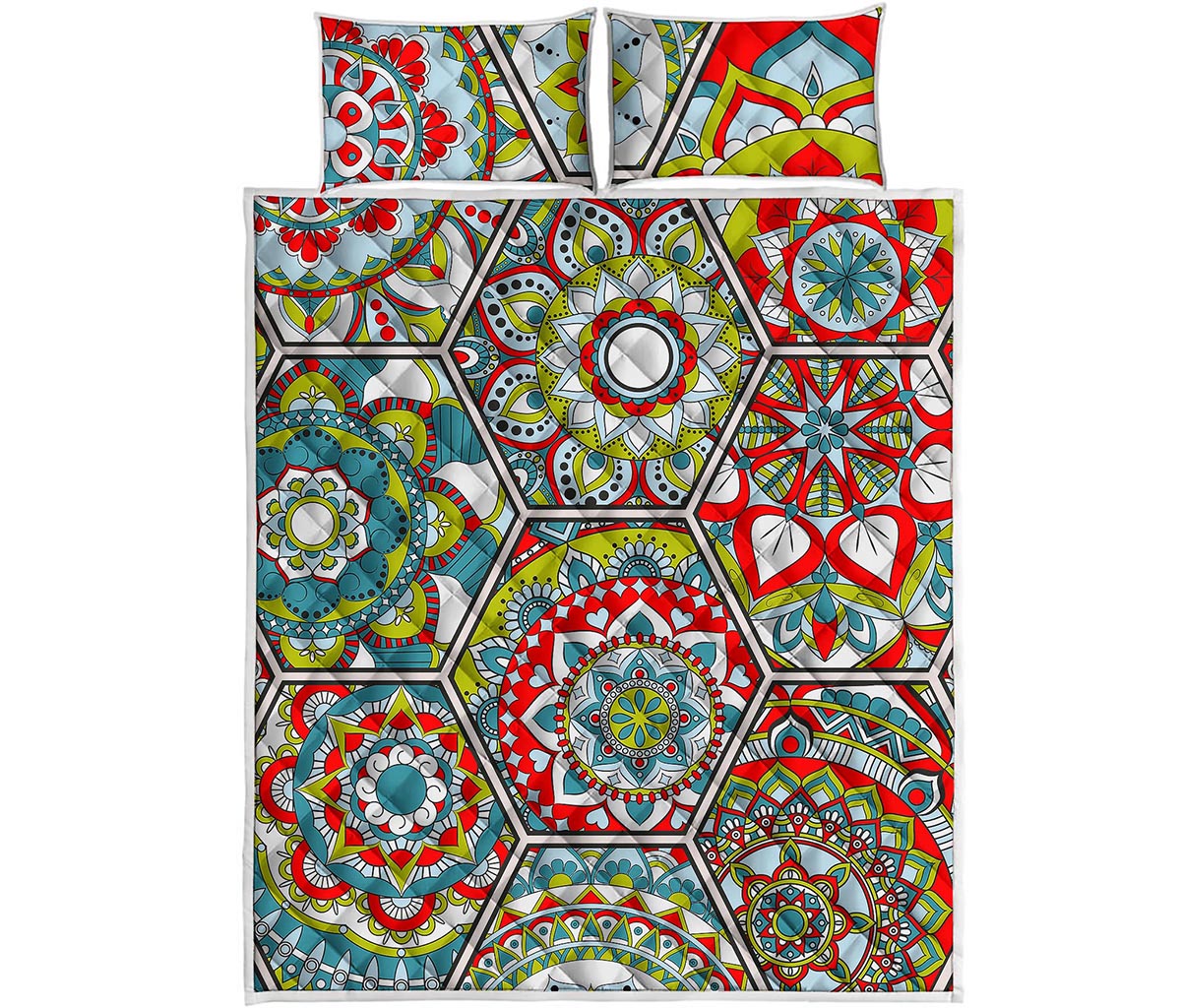 Oriental Mandala Bohemian Pattern Print Quilt Bed Set