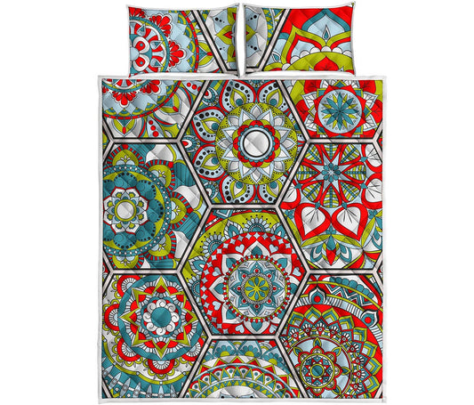 Oriental Mandala Bohemian Pattern Print Quilt Bed Set