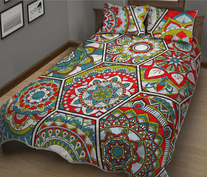Oriental Mandala Bohemian Pattern Print Quilt Bed Set