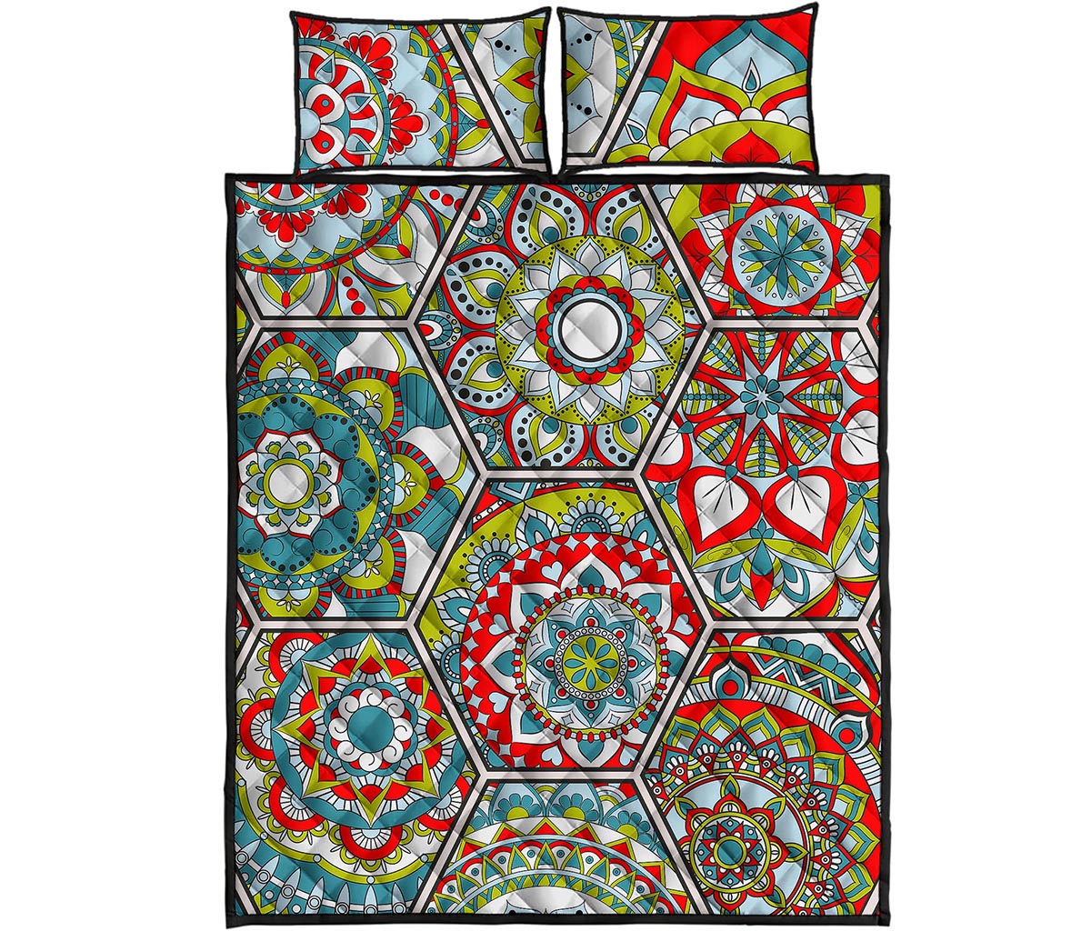 Oriental Mandala Bohemian Pattern Print Quilt Bed Set