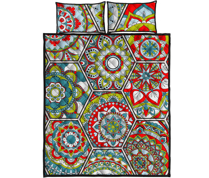 Oriental Mandala Bohemian Pattern Print Quilt Bed Set
