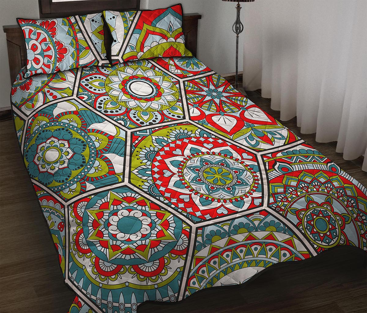 Oriental Mandala Bohemian Pattern Print Quilt Bed Set